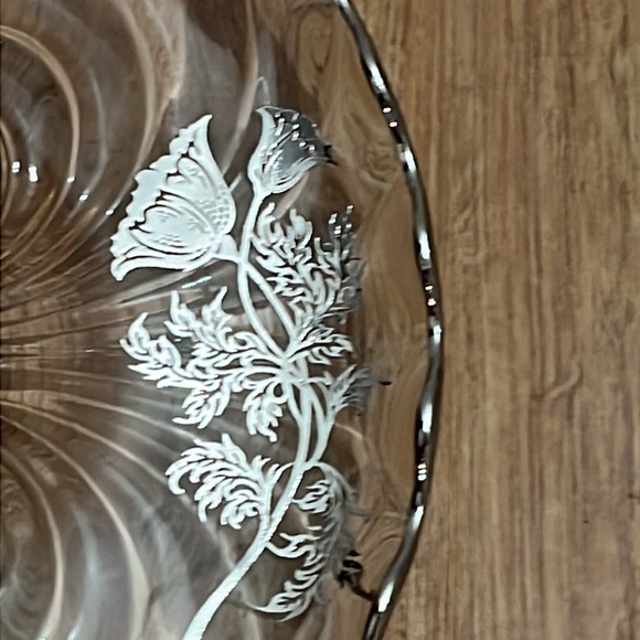 Vintage Glass Flanders Silver Overlay Poppy Footed Platter - Picture 6 of 7